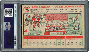 Lot #6027  1956 Topps #25 Ted Kluszewski - PSA MINT 9 - one Higher! - Image 2