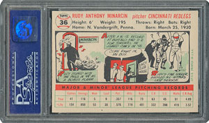 Lot #6038  1956 Topps #36 Rudy Minarcin - PSA MINT 9 - two Higher! - Image 2