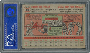 Lot #6042  1956 Topps #40 Bob Turley - PSA MINT 9 - one Higher! - Image 2