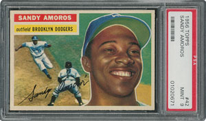 Lot #6044  1956 Topps #42 Sandy Amoros - PSA MINT 9 - two Higher! - Image 1