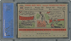 Lot #6062  1956 Topps #60 Mayo Smith - PSA MINT 9 - None Higher! - Image 2