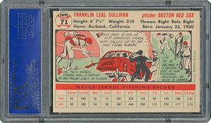 Lot #6073  1956 Topps #71 Frank Sullivan - PSA MINT 9 - None Higher! - Image 2
