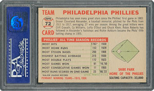 Lot #6074  1956 Topps #72 Phillies Team (Dated) - PSA MINT 9 - None Higher! - Image 2