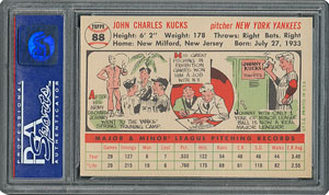 Lot #6094  1956 Topps #88 Johnny Kucks - PSA MINT 9 - one Higher! - Image 2