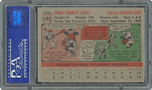 Lot #6114  1956 Topps #102 Jim Davis - PSA MINT 9 - one Higher! - Image 2