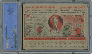 Lot #6116  1956 Topps #104 Bob Lennon - PSA MINT 9 - one Higher! - Image 2