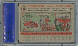 Lot #6118  1956 Topps #106 Joe Astroth - PSA MINT 9 - one Higher! - Image 2
