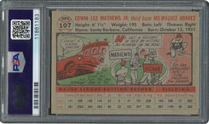 Lot #6119  1956 Topps #107 Ed Mathews - PSA MINT 9 - one Higher! - Image 2