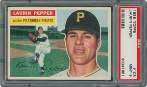 Lot #6120  1956 Topps #108 Laurin Pepper - PSA MINT 9 - one Higher! - Image 1