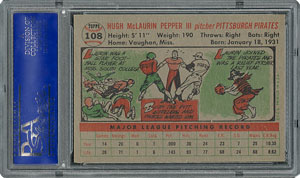 Lot #6120  1956 Topps #108 Laurin Pepper - PSA MINT 9 - one Higher! - Image 2