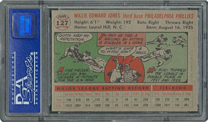 Lot #6139  1956 Topps #127 Willie Jones - PSA MINT 9 - one Higher! - Image 2