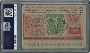 Lot #6142  1956 Topps #130 Willie Mays - PSA MINT 9 - None Higher! - Image 2