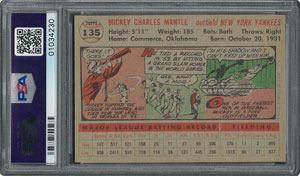 Lot #6147  1956 Topps #135 Mickey Mantle - PSA MINT 9 - Image 2