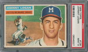 Lot #6148  1956 Topps #136 Johnny Logan - PSA MINT 9 - one Higher! - Image 1