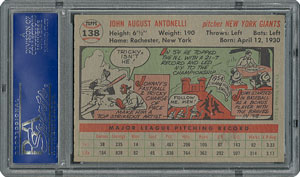 Lot #6150  1956 Topps #138 Johnny Antonelli - PSA MINT 9 - one Higher! - Image 2