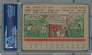 Lot #6152  1956 Topps #140 Herb Score - PSA MINT 9 - None Higher! - Image 2