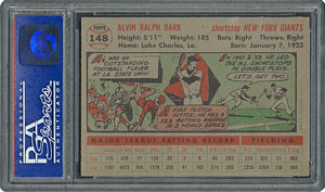 Lot #6160  1956 Topps #148 Alvin Dark - PSA MINT 9 - one Higher! - Image 2