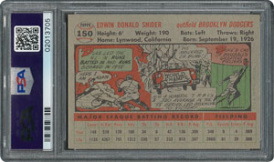Lot #6162  1956 Topps #150 Duke Snider - PSA MINT 9 - one Higher! - Image 2