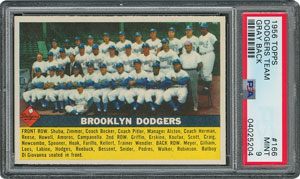 Lot #6178  1956 Topps #166 Dodgers Team - PSA MINT 9 - one Higher! - Image 1