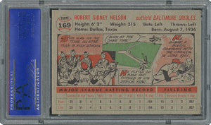 Lot #6181  1956 Topps #169 Bob Nelson - PSA MINT 9 - None Higher! - Image 2