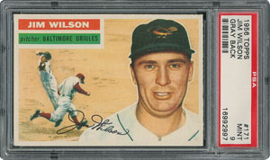 Lot #6183  1956 Topps #171 Jim Wilson - PSA MINT 9