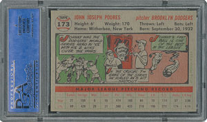 Lot #6185  1956 Topps #173 Johnny Podres - PSA MINT 9 - None Higher! - Image 2