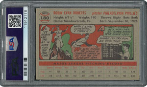Lot #6192  1956 Topps #180 Robin Roberts - PSA MINT 9 - one Higher! - Image 2