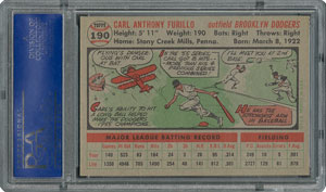 Lot #6202  1956 Topps #190 Carl Furillo - PSA GEM-MT 10 - Pop one, None Higher! - Image 2