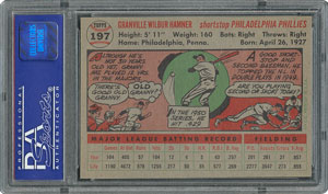 Lot #6209  1956 Topps #197 Granny Hamner - PSA MINT 9 - one Higher! - Image 2
