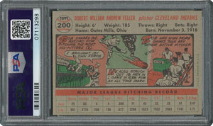 Lot #6212  1956 Topps #200 Bob Feller - PSA MINT 9 - None Higher! - Image 2