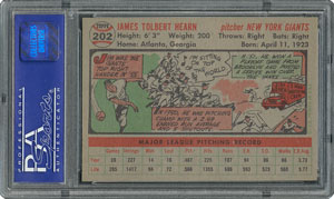 Lot #6214  1956 Topps #202 Jim Hearn - PSA MINT 9 - one Higher! - Image 2