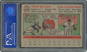 Lot #6222  1956 Topps #210 Mike Garcia - PSA MINT 9 - two Higher! - Image 2