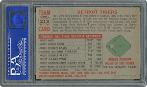 Lot #6225  1956 Topps #213 Tigers Team - PSA MINT 9 - None Higher! - Image 2