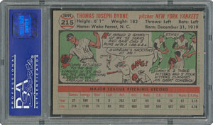 Lot #6227  1956 Topps #215 Tommy Byrne - PSA MINT 9 - one Higher! - Image 2