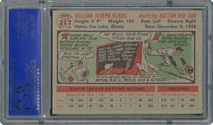 Lot #6229  1956 Topps #217 Billy Klaus - PSA MINT 9 - None Higher! - Image 2
