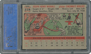 Lot #6230  1956 Topps #218 Joe Nuxhall - PSA MINT 9 - None Higher! - Image 2