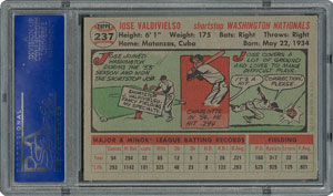 Lot #6249  1956 Topps #237 Jose Valdivielso - PSA MINT 9 - one Higher! - Image 2