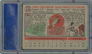 Lot #6251  1956 Topps #239 Harry Simpson - PSA MINT 9 - one Higher! - Image 2