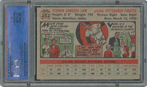 Lot #6264  1956 Topps #252 Vernon Law - PSA MINT 9 - None Higher! - Image 2