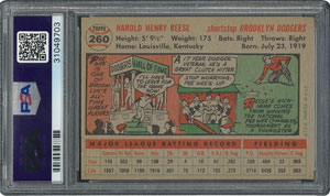 Lot #6272  1956 Topps #260 Pee Wee Reese - PSA MINT 9 - None Higher! - Image 2