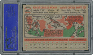 Lot #6279  1956 Topps #267 Bob Nieman - PSA MINT 9 - two Higher! - Image 2
