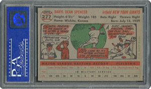 Lot #6289  1956 Topps #277 Daryl Spencer - PSA MINT 9 - one Higher! - Image 2