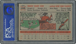 Lot #6300  1956 Topps #288 Bob Cerv - PSA MINT 9 - two Higher! - Image 2