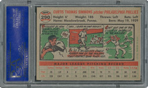 Lot #6302  1956 Topps #290 Curt Simmons - PSA MINT 9 - None Higher! - Image 2