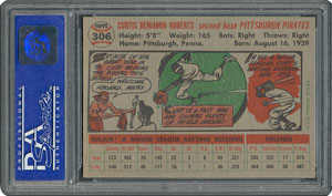 Lot #6318  1956 Topps #306 Curt Roberts - PSA MINT 9 - None Higher! - Image 2