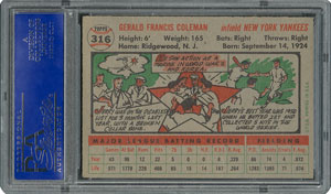 Lot #6328  1956 Topps #316 Jerry Coleman - PSA MINT 9 - None Higher! - Image 2