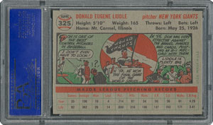 Lot #6337  1956 Topps #325 Don Liddle - PSA MINT 9 - None Higher! - Image 2