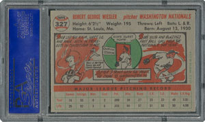 Lot #6339  1956 Topps #327 Bob Wiesler - PSA MINT 9 - None Higher! - Image 2