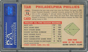 Lot #6076  1956 Topps #72 Phillies Team (Name Left) - PSA MINT 9 - Pop Three, None Higher! - Image 2
