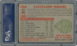 Lot #6090  1956 Topps #85 Indians Team (Name Centered) - PSA MINT 9 - None Higher! - Image 2